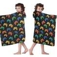 thumbnail image 4 of Multicolor Controllers Games Icons Black Pattern Hooded Bath Towel，50"x30" for Ages 3 To 12 Kids, Quick Dry Lightweight Soft Microfiber Hood Beach Towel Cover Up for Kids, 4 of 7