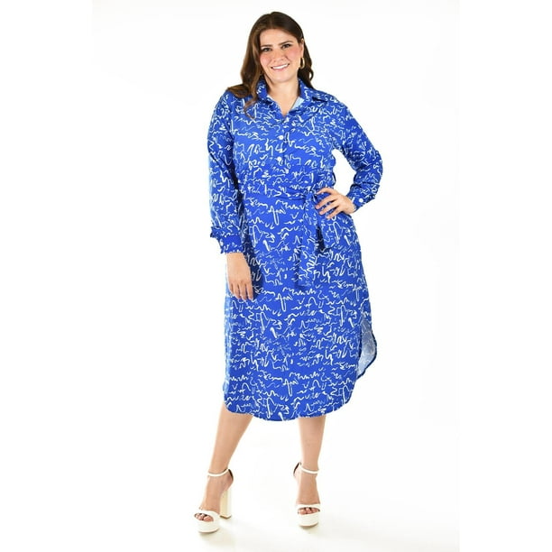 Vestido sublimado Roman Fashion Tallas Extras 4307 Azul rey 36