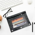 thumbnail image 4 of JHyouerji 2 Pack B5 3 Hole Oxford Cloth Zipper Pencil Pouch 10x7 Inch,Clear Window Detachable 3 Ring Binder Stationery Storage Bag for Office Document Organizer, 4 of 9