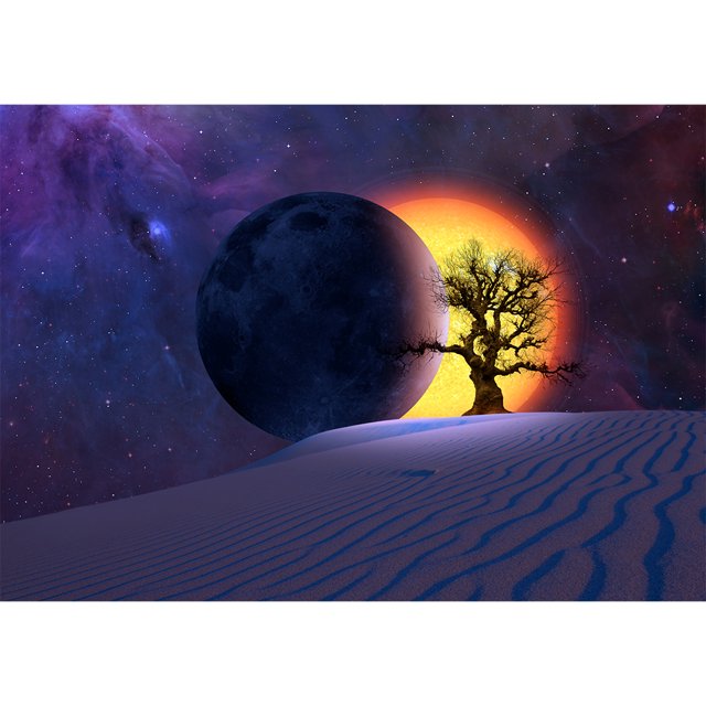 Pintura de diamantes (DE1919) DIY Eclipse del desierto 5D Imagen de diamantes de imitación de resina redonda completa 45x60cm FLhrweasw Nuevo
