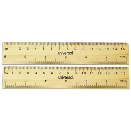 Flat Wood Ruler, Standard/metric, 6" Long | Bundle of 5 Packs