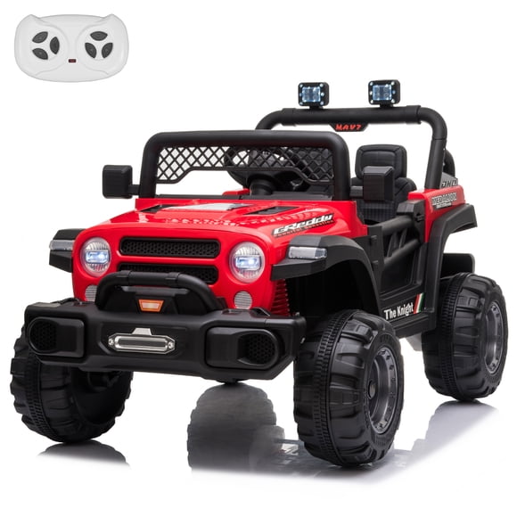 VOLTZ TOYS Jeep 12V Kids Ride On Car Toy with Open Doors, Working Searchlights, Parental Remote Control & LED Headlights - Red