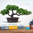 thumbnail image 3 of Luckyn Artificial Trees Artificial Bonsai Pine Tree New Chinese Handmade Simulation Welcome Pine Green Bonsai Plant Living Room Bedroom Office Desktop Decor Fake Trees Fake Plant Decoration, 3 of 6