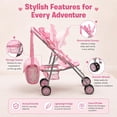 thumbnail image 2 of Dolls To Play Baby Doll Stroller for Girls, Foldable Toy Buggy with Canopy, Storage Basket & Diaper Bag, Fits 12-18 Inch Dolls, Pink Butterfly, 2 of 6