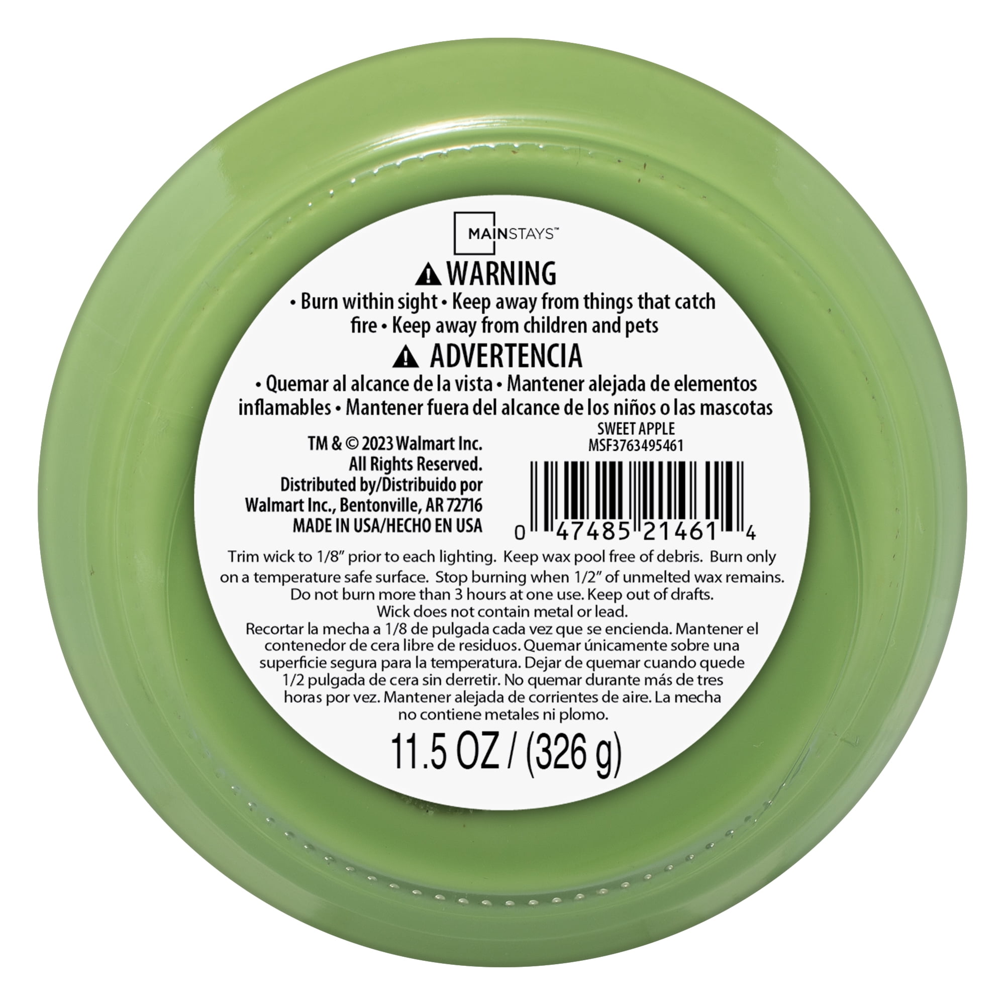 Mainstays Sweet Apple Scented 3-Wick Glass Jar Candle, 11.5 oz