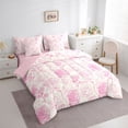 thumbnail image 3 of Homewish Cute Rustic Flower 7 Pieces Bedding Comforter Set,Country Botanical Full Bedding Set,Pink Floral Fitted Sheet Flat Sheet For Girls Kids,Breathable Home Decor Reversible, 3 of 8
