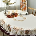 thumbnail image 4 of Thanksgiving Turkey Tablecloth Vintage Fall Pumpkin Table Cloth for Kitchen Decoration - 60" X 84" Oval, 4 of 7