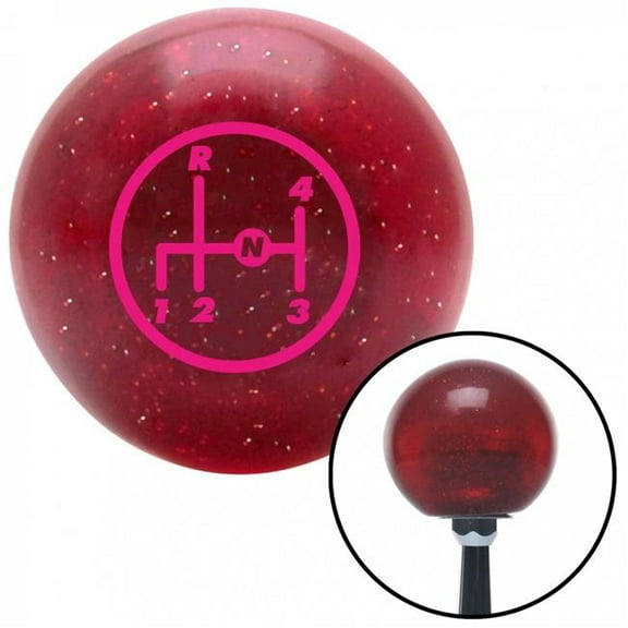 American Shifter 46570 Pink 4 Speed Shift Pattern - 4UR-RDL Red Metal Flake Shift Knob - M16 x 1.5 Insert