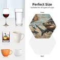 thumbnail image 6 of Pofeuu Wood Grain Shark Print Coasters for Drinks, 4Pack PU Leather Coasters, Bar Drink Coasters for Tabletop Protection, Furniture from Damage-Hexagon, 6 of 6