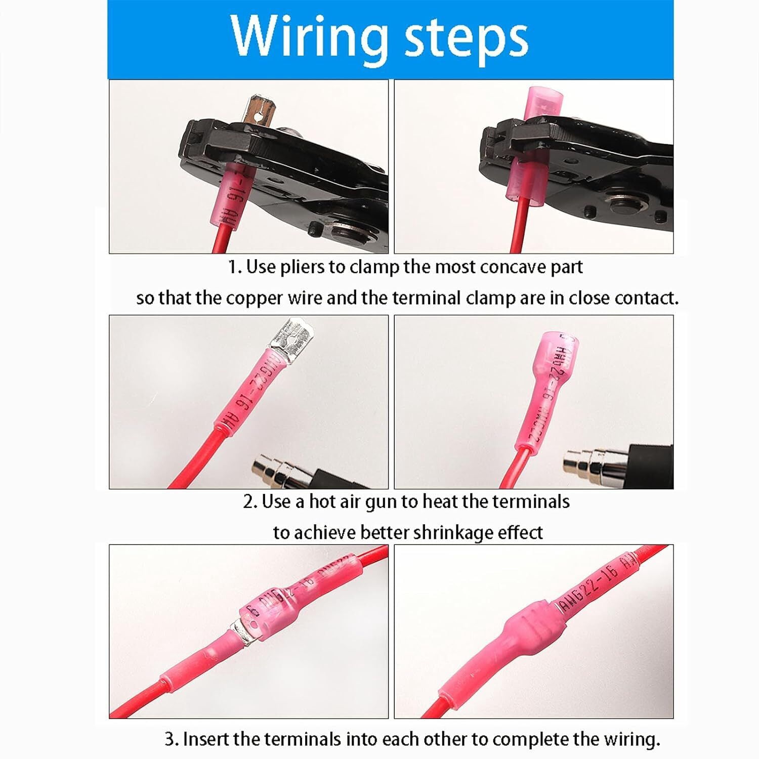 250PCS Heat Shrink Wire Connectors Electrical Terminals Kit Waterproof Marine