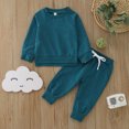 thumbnail image 2 of Sngxgn Toddler Baby Boy Fall Winter Clothes Long Sleeve Sweatshirt Pullover Tops + Joggers Pants Outfit Set(Blue,110), 2 of 7