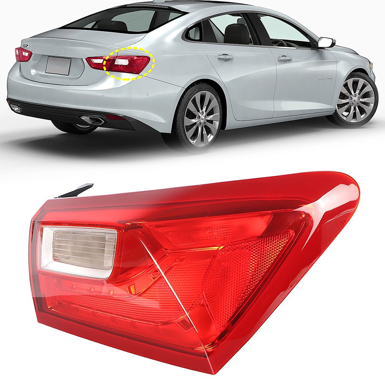 Right Outer Tail Light Brake Lamp For Chevy Malibu 2016-2021 – Halogen Red/Amber