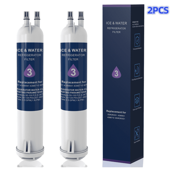 EDR3/RXD1 Water Filter 3 Replacement Compatible with 4396841 4396710 and Kenmore 46-9083 46/9030 P1RFWB2 P1WB2L T1RFKB1, 2-Pack