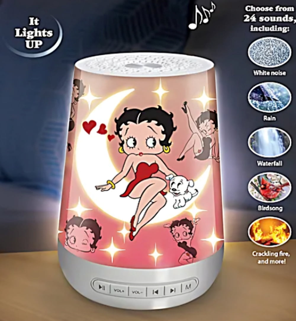 The Bradford Exchange Betty Boop Sweet Dreams Sleep Sound Machine with Nightlight 24 Soothing Sounds 6 LED Color Adjustable Timer Officially Perfect Wellness Gift 6-inches