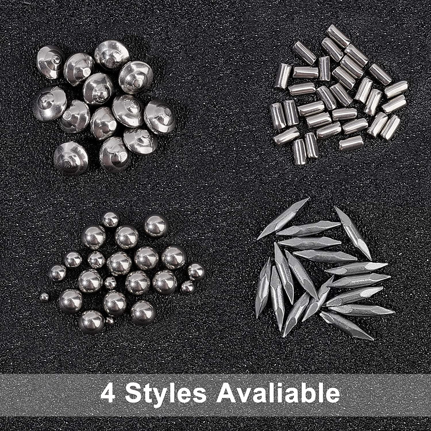 1pound 4 Shapes Stainless Steel Polished Beads Tumbling Media Pins Burnishing Media Shot for Rust Removal Rough Polishing Precsion Polishing Jewelry Polishing DIY Stainless Steel Color