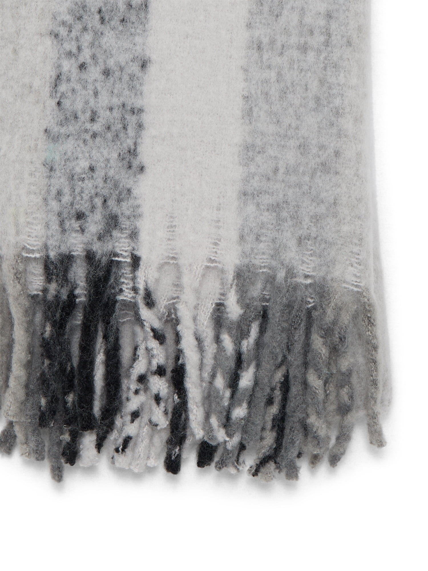 Time and Tru Women's Grey Black Multi Pattern Blanket Scarf, One Size, for Adults