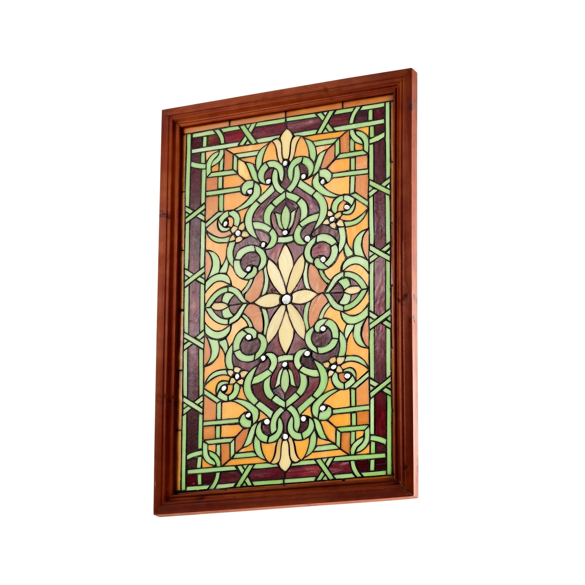 Warehouse of Tiffany Tiffany-style Wood Frame Stained Glass Window Panel