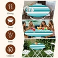 thumbnail image 6 of Aqua Teal White Striped Round Tablecloth 45-54 Inch Round Fitted Table Cloth with Elastic Edge, Farmhouse Stripes Waterproof Table Cover Protector for Outdoor Picnic Party Dining, 6 of 6