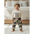 thumbnail image 3 of Spewahor Infant Baby Boy Fall Clothes Set 0 3 6 9 12 Months Letter Fish Print Long Sleeve Romper Camouflage Pants and Hat 3Pcs Outfit, 3 of 9