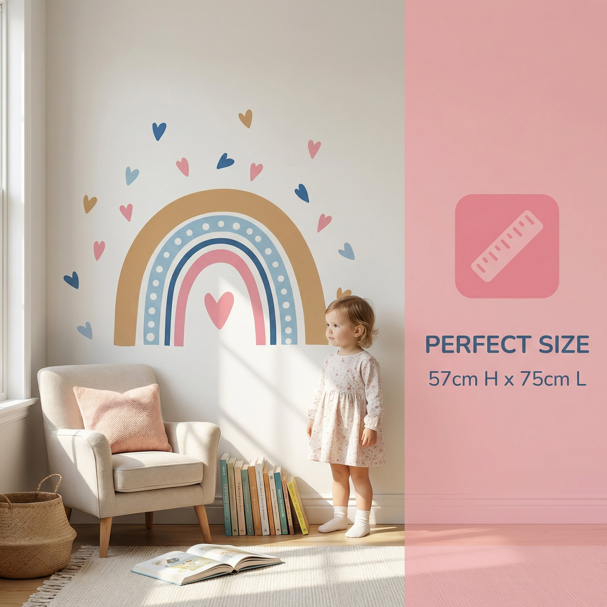 Unique Bargains 4 Sets Peel and Stick Wall Stickers Rainbow Hearts Dots 23.6" x 15.7"