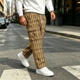 thumbnail image 2 of GrmtClth Plaid Pants for Men Elastic Waist Loose Lounge Checkered Sleepwear with Pockets Yellow 2XL, 2 of 7