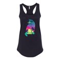 thumbnail image 2 of Neon Beach Sunset Cat California Vibes | Womens Animal Lover Jersey Racerback Tank Top, Black, Small, 2 of 4