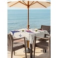 thumbnail image 2 of Outdoor Tablecloth with Umbrella Hole and Zipper, Purple Blue Diamond Square Table Cloth 54x54 Inch Waterproof Tablecloth, Modern Geometric Middle Century Beige Picnic Table Cover for Patio Camping, 2 of 7