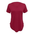 thumbnail image 4 of Dyfzdhu V Neck T Shirts for Women Short Sleeve Loose Fit Summer Tops Basic Tee Casual Plain Tshirt S-5XL Hot Pink, 4 of 4