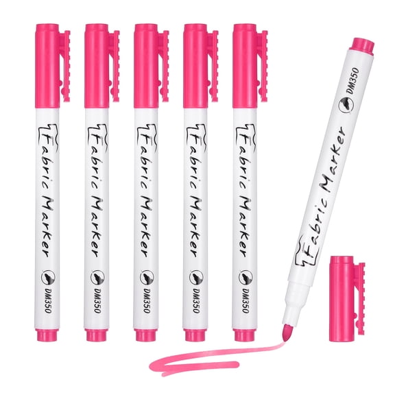 Uxcell Fabric Marker Pen, 6Pcs Permanent Markers on Plastic Wood Stone Metal and Glass Washable DIY Crafts Art Supplies for Clothes Drawing Cover Writing Marking, Pink