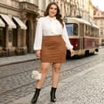 thumbnail image 3 of Agnes Orinda Women's Plus Size Skirt Faux Suede High Waist Bodycon Mini Skirts 1X Brown, 3 of 8