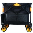 thumbnail image 6 of E-Western: Large Capacity Folding Cart with Extra Long Extender, Garden Shopping Beach Wagon with 7" All-Terrain Wheels, Supports up to 450lbs, Collapsible and Black Orange, 6 of 14