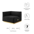 thumbnail image 5 of Modway Conjure Channel Tufted Performance Velvet Left-Arm Chair in Gold/Black, 5 of 6