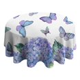 thumbnail image 4 of Pink Butterfly Flower Pattern Round Tablecloth 60"x60",Wrinkle Wipeable Table Cloth for Kitchen Dining Room Picnic Patio Party, 4 of 6
