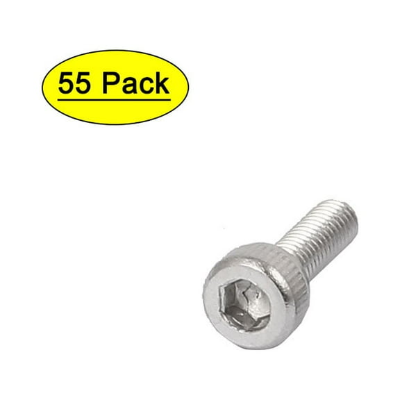 M3x12mm Thread 304 Stainless Steel Hex Socket Head Cap Screw Bolt DIN912 55pcs