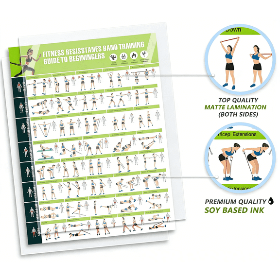 Fitness Exercise Posters, Full Body Workout Training Charts for Home Gym, Core, Abs, Legs, Glutes & Upper Body Exercises(RL 1 PC)