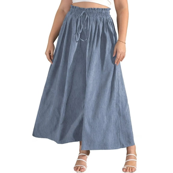 FOLUNSI Women's Plus Size Wide Leg Pants Casual Loose High Waist Culottes Trousers m-4x
