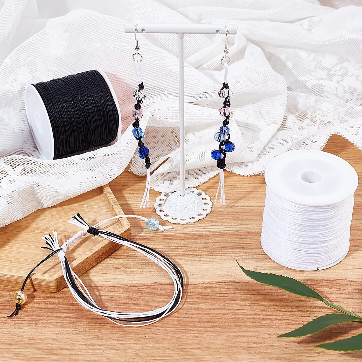 19 Colors Polyester Cord 0.5mm(0.02'') Round Beading String Knotting Wire for Chinese Knotting Kumihimo Beading Macramé Jewelry Making Sewing- 37~40 Yds/Roll Colorful