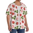 thumbnail image 2 of Sikiie Strawberries And Leaf Men's Wrinkle Free Untucked Cuban Shirt Business Casual Button Down Shirts Short Sleeve ShirtLarge, 2 of 5
