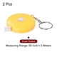 thumbnail image 3 of 2uds Métrica Cinta 1,5M/60 Pulgadas Retráctil Sastres Métrica Cinta Bolsillo Tamaño con Llave Cadena para Cuerpo, Tela, Costura y Manualidades Medidas, Claro Amarillo, 3 of 5
