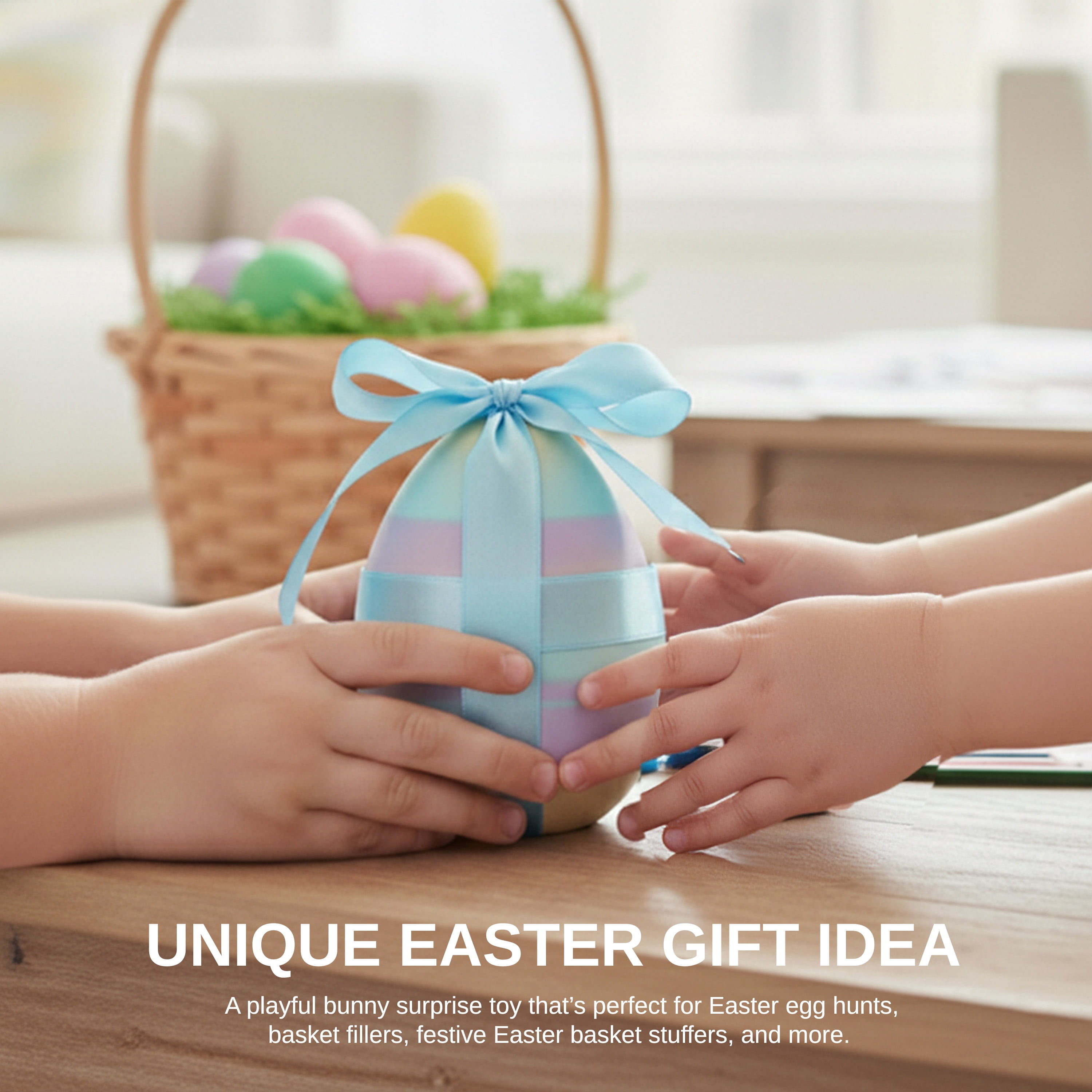 Sperric 3D Printed Bunny Surprise Eggs, 4.3” Prefilled Easter Egg with Articulated Bunny Fidget Toys, Easter Egg Toy Basket Stuffers for Kids, 2-Pack
