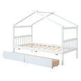 thumbnail image 4 of Yoneston Kids Twin Size Wooden House Bed with Drawers Storage, Low Floor Bed Frame for Toddlers Teens Girls Boys, White, 4 of 8