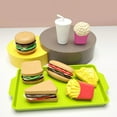 thumbnail image 4 of Juego de comida de juego de simulación de hamburguesas y papas fritas | Juguetes de cocina de simulación de comida rápida | Incluye hamburguesa, sándwich, papas fritas, palomitas de maíz, cola, 4 of 5