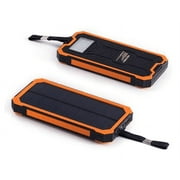 Solar Power Bank Portable Solar Panel Charger with 6 LEDs Bright Flashlight 2 Output Ports