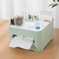 thumbnail image 1 of Side Dispensing Outlet Tissue Box Multifunction Remote Control Holder for Office Restaurant Dorms, 1 of 2