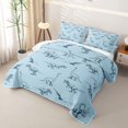 thumbnail image 3 of Feelyou Blue Dinosaur Wildlife Bed Spread Queen for Boys Girls, Simple Line Animal Queen Coverlet Set, Blue, 3-Piece, 3 of 7