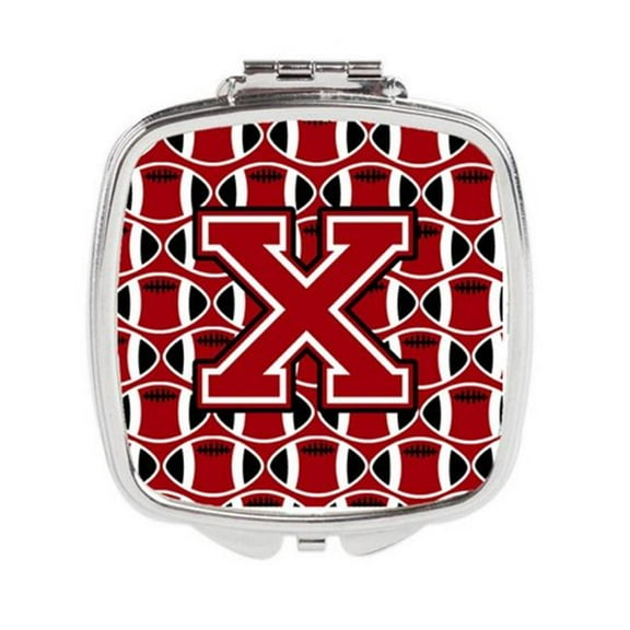 Carolines Treasures  Letter X Football Red - Black & White Compact Mirror