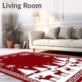 thumbnail image 2 of ODIKA 8'x10' Machine Washable Non-Slip Area Rug, Yuletide Celebration Long Path Embellishment Showcasing Snowy Art High Traffic Rug, Red, 608886, 2 of 7