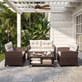 thumbnail image 3 of Lacoo 4 Pieces Patio Furniture Set Outdoor Sectional Sofa Conversation Set with Coffee Table for Balcony Porch Deck Backyard, 3 of 8