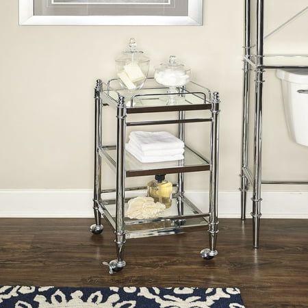 Chrome Mail Cart - Linon Pinnacle Chrome and Glass Cart with Castors