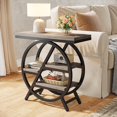 thumbnail image 2 of Fnova Side Table with Circular Metal Frame, End Table with 4-Tier Shelves for Living Room, Gray, 2 of 16